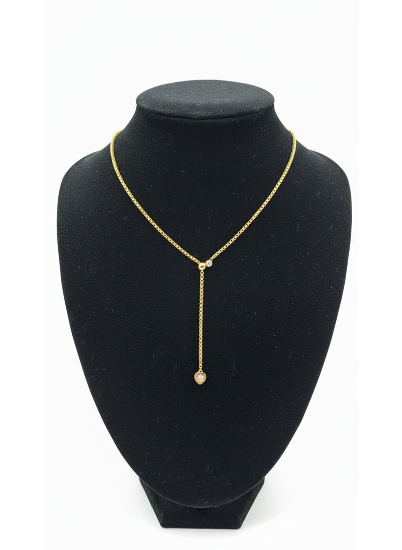 ورد سلسلة ذهبية ستانلس ستيل شكل قلب فص لامع - مقاومة للصدأ - Image 2